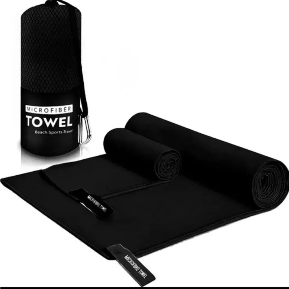 Microfiber Quick Dry Sports Beach Outdoor Towel Black